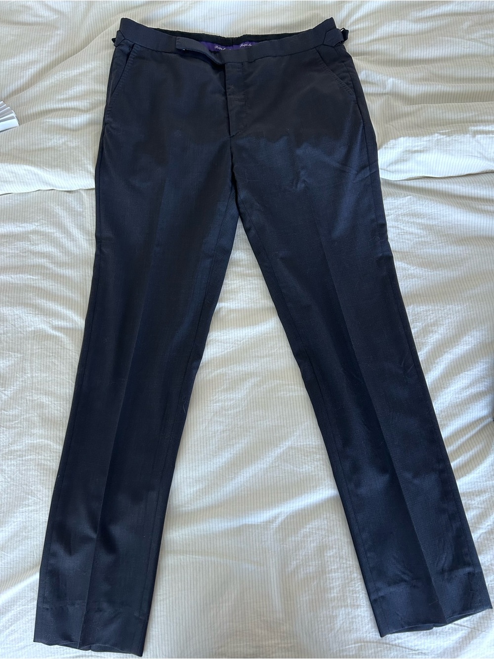 Ralph Lauren Purple Label Men’s Navy Blue Wool Dress Trousers
